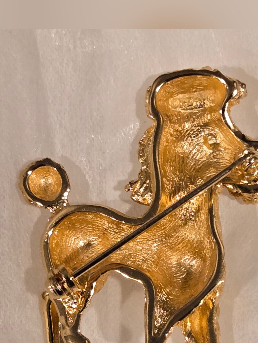#137 - Christian Dior Pin Brooch Toy Poodle Dog Motif Rhinestone Gold - Picture 4 of 10